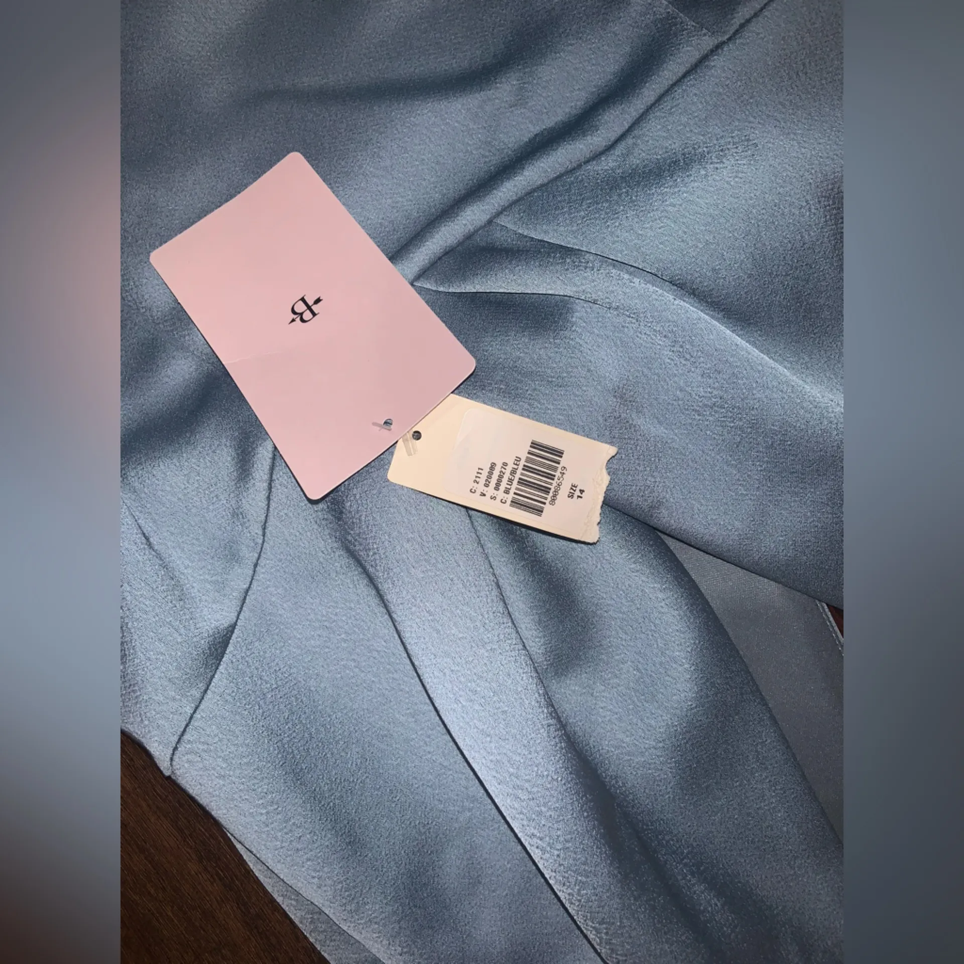 BHLDN Piper Bridesmaid Dress Dusty Blue Anthropolgie maxi gown satin 14 NWT $350 - Image 7