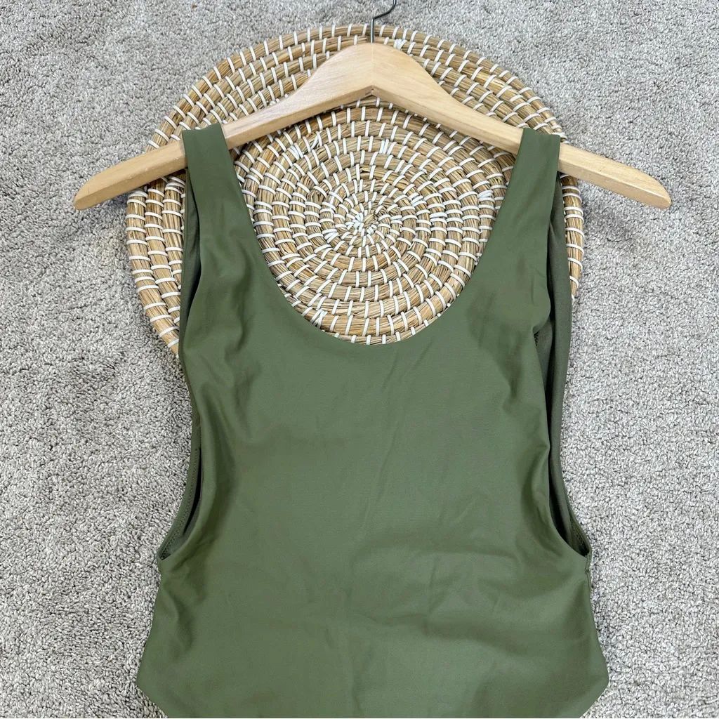 Aerie Women’s Shine Birthday Super Scoop Cheekiest One Piece Swimsuit in Green S - Image 5