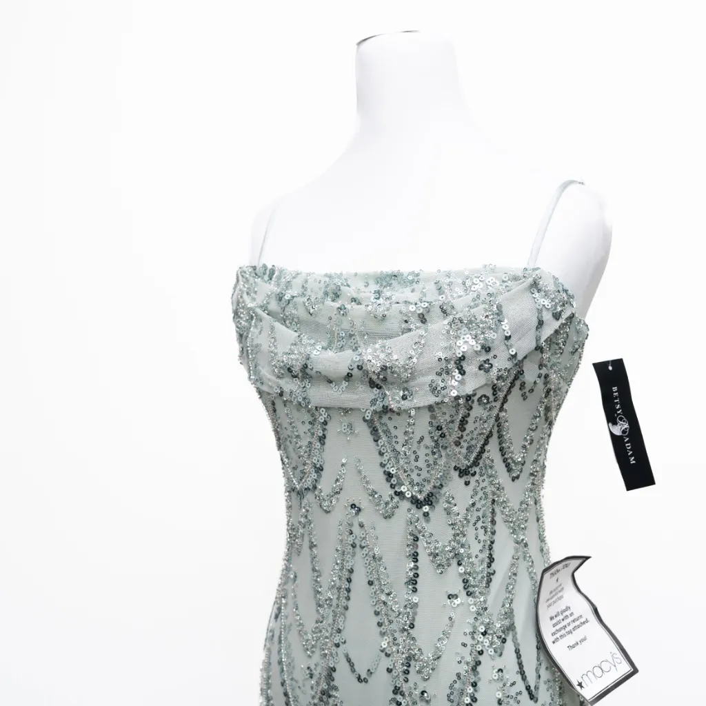 Betsy & Adam - Sequin-Embellished Draped-Neck Gown - Image 15