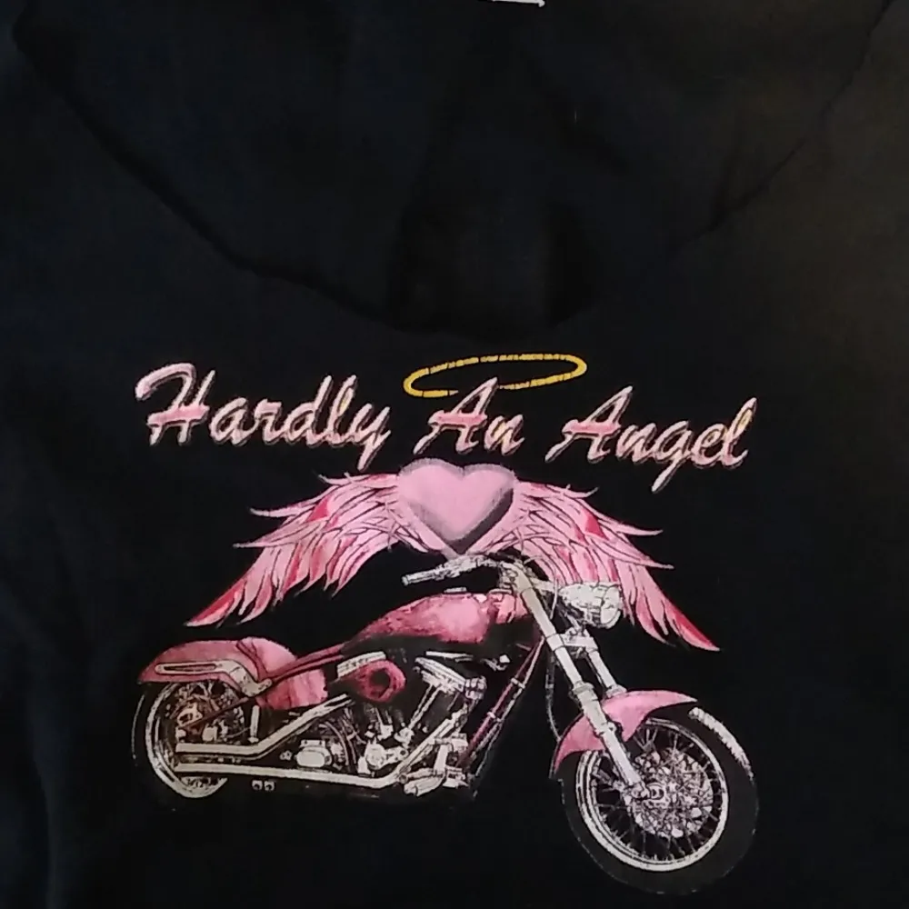 "Hardly An Angel" Biker Chick Long sleeve Tee Black Size undefined - Image 5