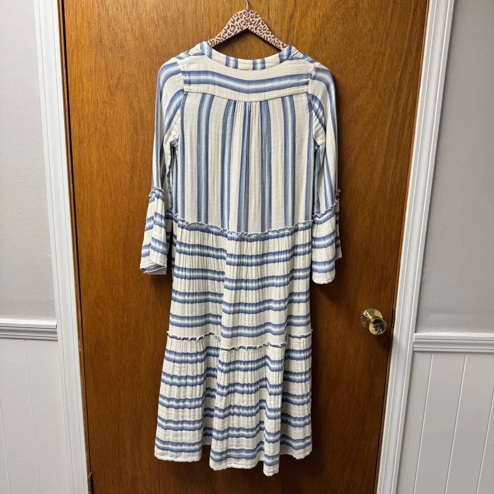 NEW Faherty Dream Cotton Gauze Vida Midi Dress Blue Baja Extra Small XS NWT - Image 12