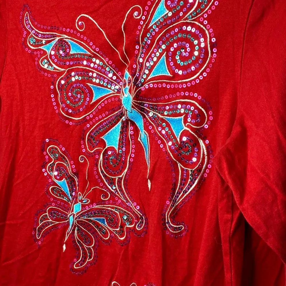 Bob Mackie Butterfly Shirt Red - Image 4