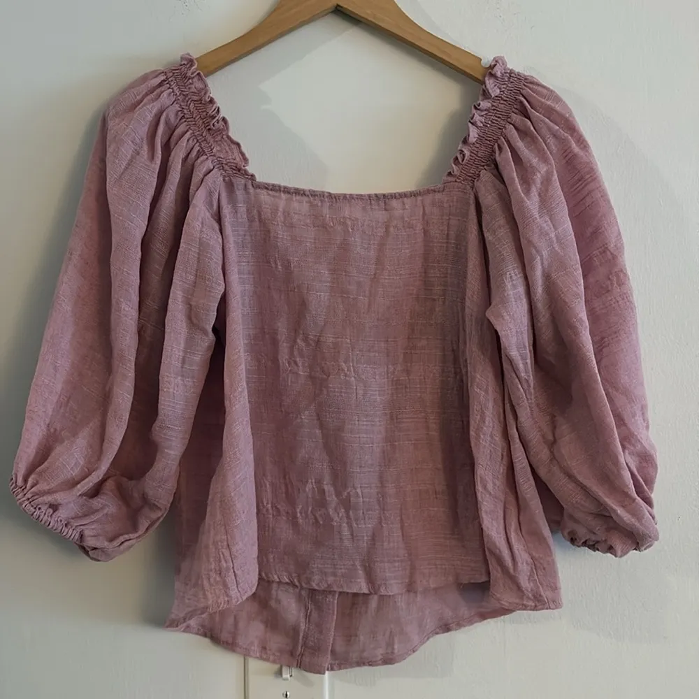 Hutch x Anthropologie Puff Sleeve Square Neck Lilac Top Blouse Medium - Image 2