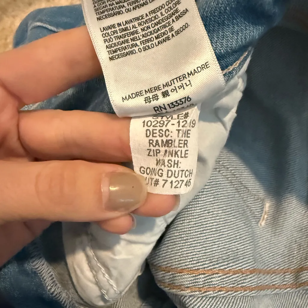 MOTHER Going Dutch The Rambler Zip Ankle Jean Size 24 - Image 8