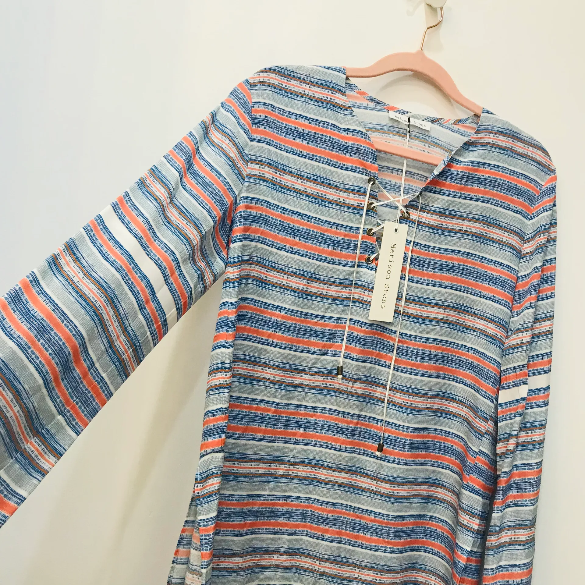 NWT  Blue Matison Stone Alder tunic tribal stripe print small. - Image 3