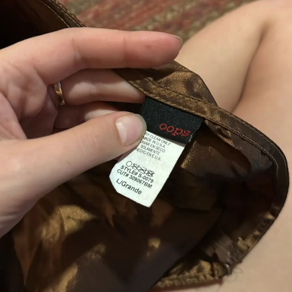 VINTAGE RETRO Y2K BROWN SHINY MESH DETAIL MINI SKIRT Size L - Image 3