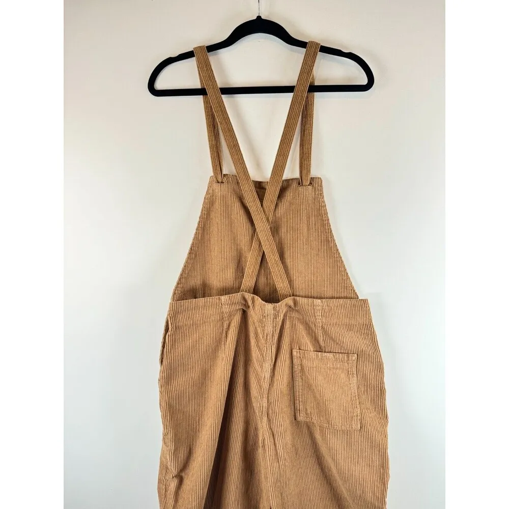Faherty Women Overall Brown Corduroy Straight Leg Jumpsuit Casual Pinafore Small - Image 7