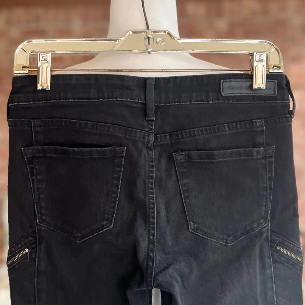 Treasure & Bond Moto Jeans Skinny Wash Out Black 26 Utility Edgy Party Chic - Image 8