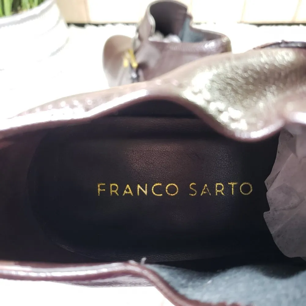 FRANCO SARTO Women's 10M Brown Solid Heeled Shootie Booties - Image 7