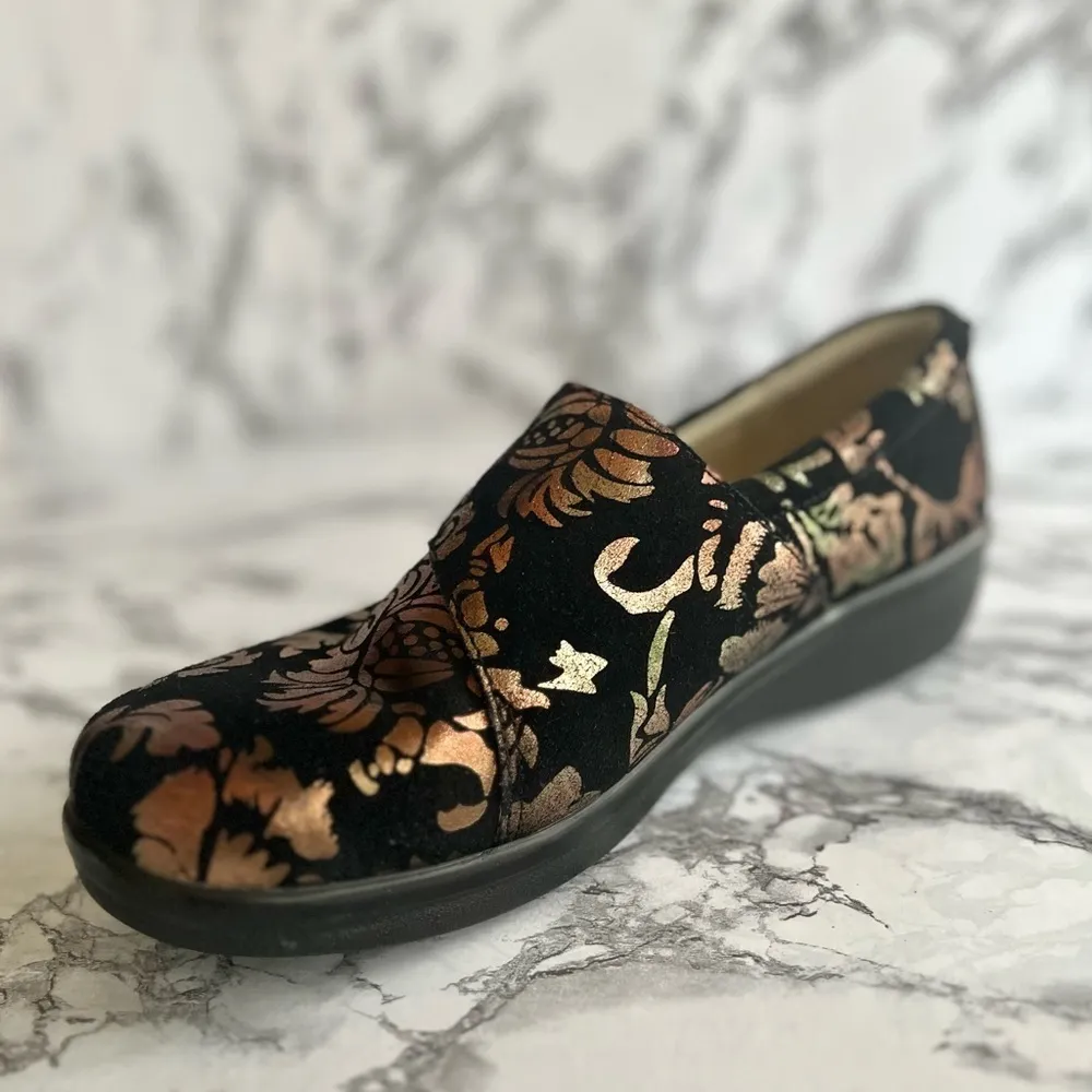 Algeria by DG Lite Lauryn Regal Clogs Suede Black Copper Wedge 8.5/EU 39 Preppy - Image 11