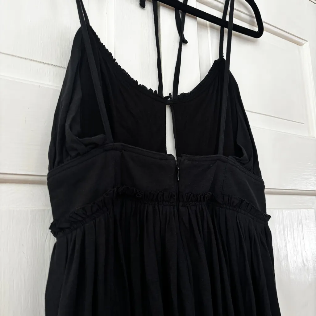 Ulla‎ Johnson Freya Cutout Cotton Jersey Dress Midi Black Tie-Neck Size 4 Small - Image 12