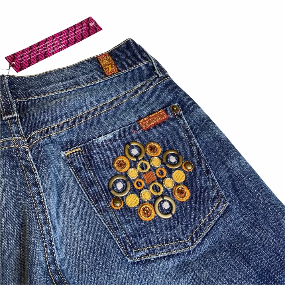 new ® ☯︎︎ Gold Medallion Embroidered Bootcut Jeans ☯︎︎ NY Dark - Image 6