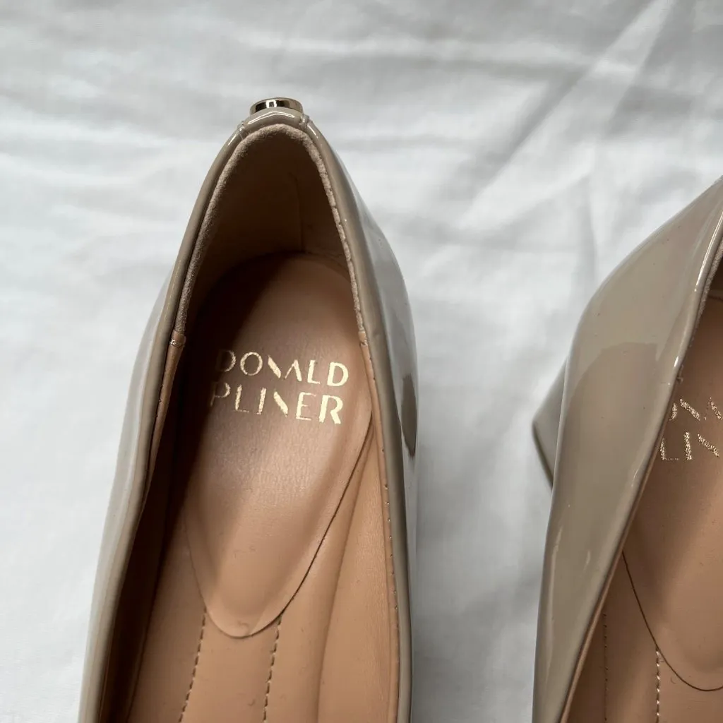 Donald Pliner Women Audry Patent Leather Block Heel Pumps Size 7.5M Taupe - Image 6