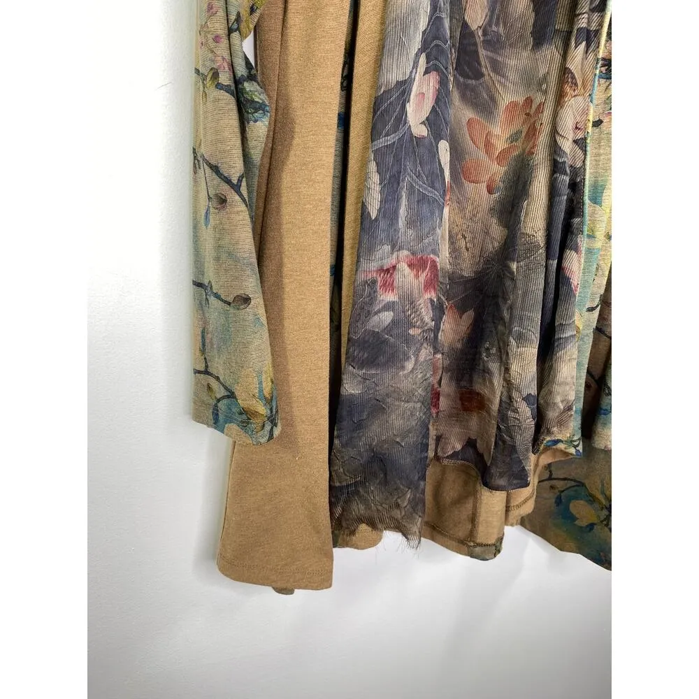 Soft Surroundings Women Arty Cardigan Open Front Tea Garden Earthy Floral Size S - Image 4