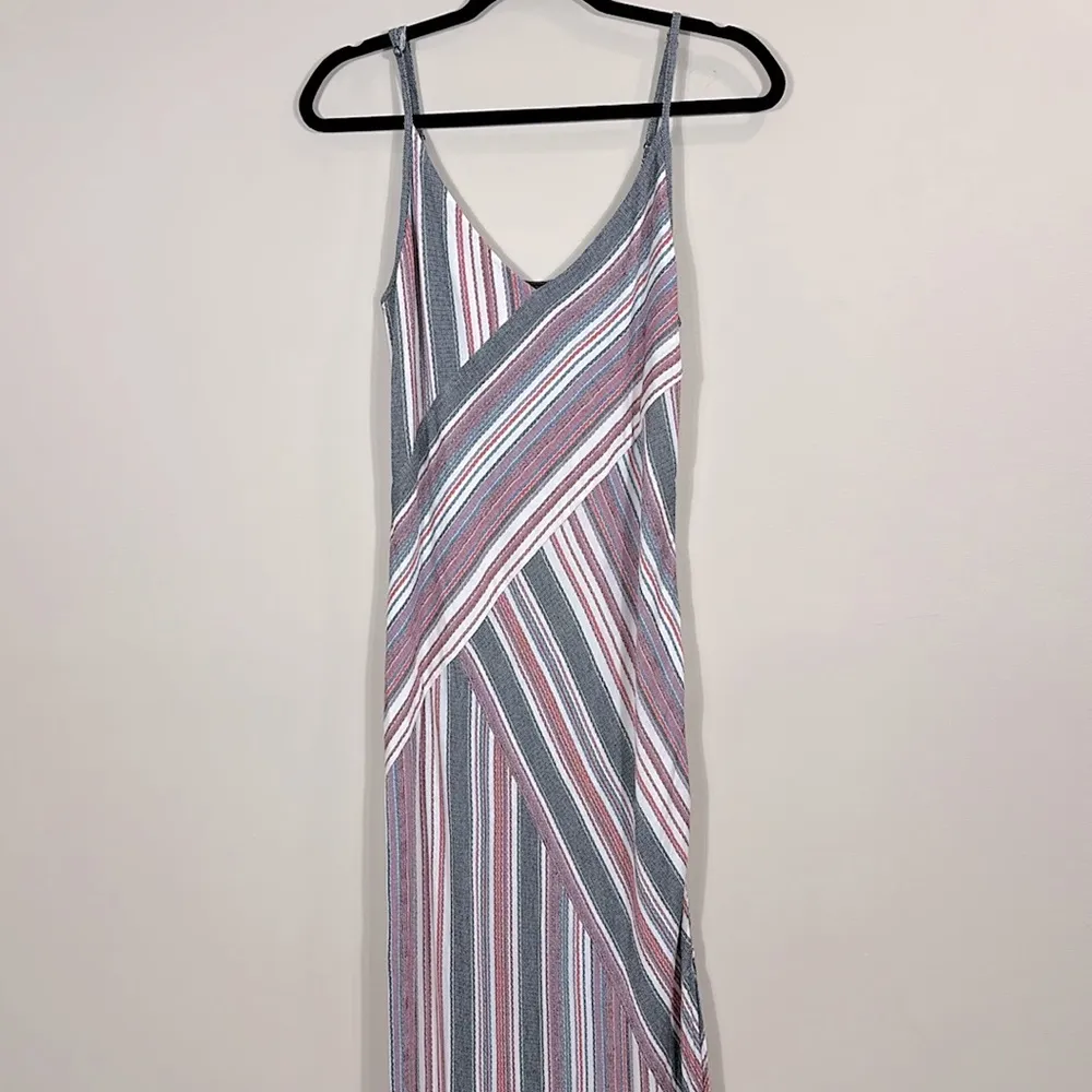 BCBGmaxazria Spaghetti Strap Dayln Stripe Jacquard Maxi Slit Dress Women Medium - Image 3