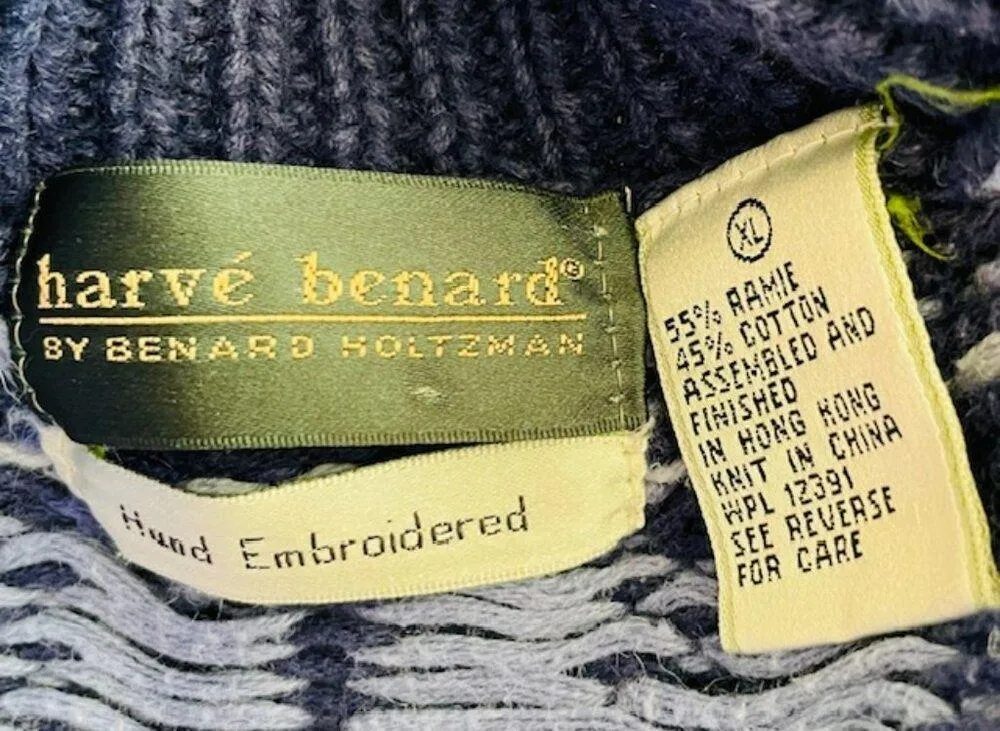 Vintage 80's Hand Knit Chunky Turtleneck Floral Cottagecore Sweater L/XL - Image 6