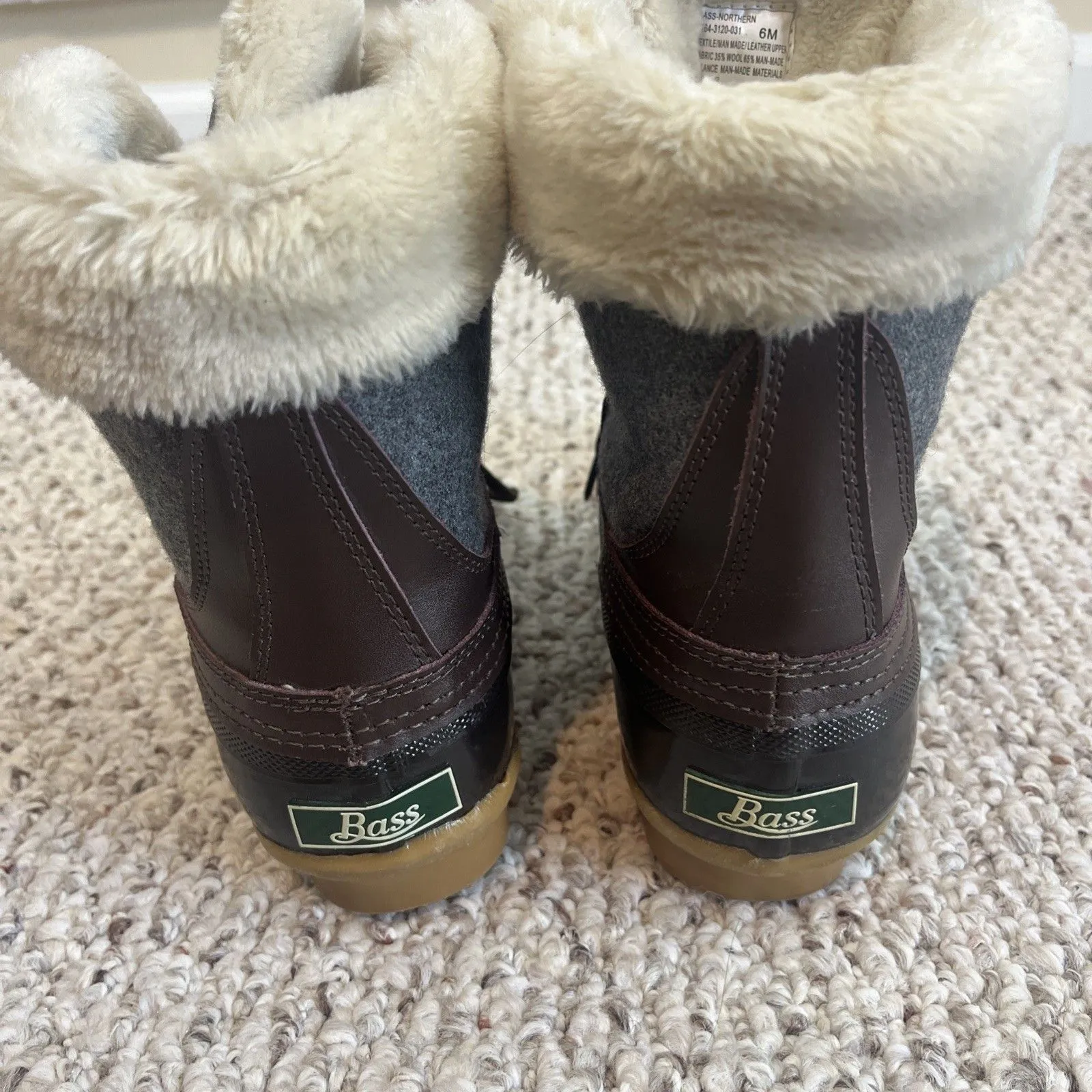 G.H.Bass & Co Women’s Faux Fur Lined Wool Casual Lace Up Rain Duck Boots Size 5.5 - Image 7