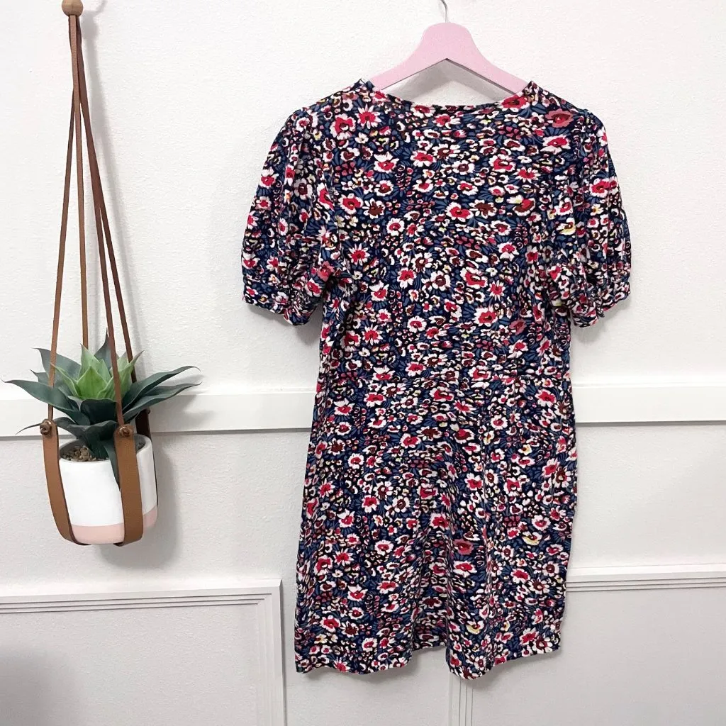 Boden V-Neck Jersey Mini Dress In French Navy Eden Bloom Size 10R - Image 6