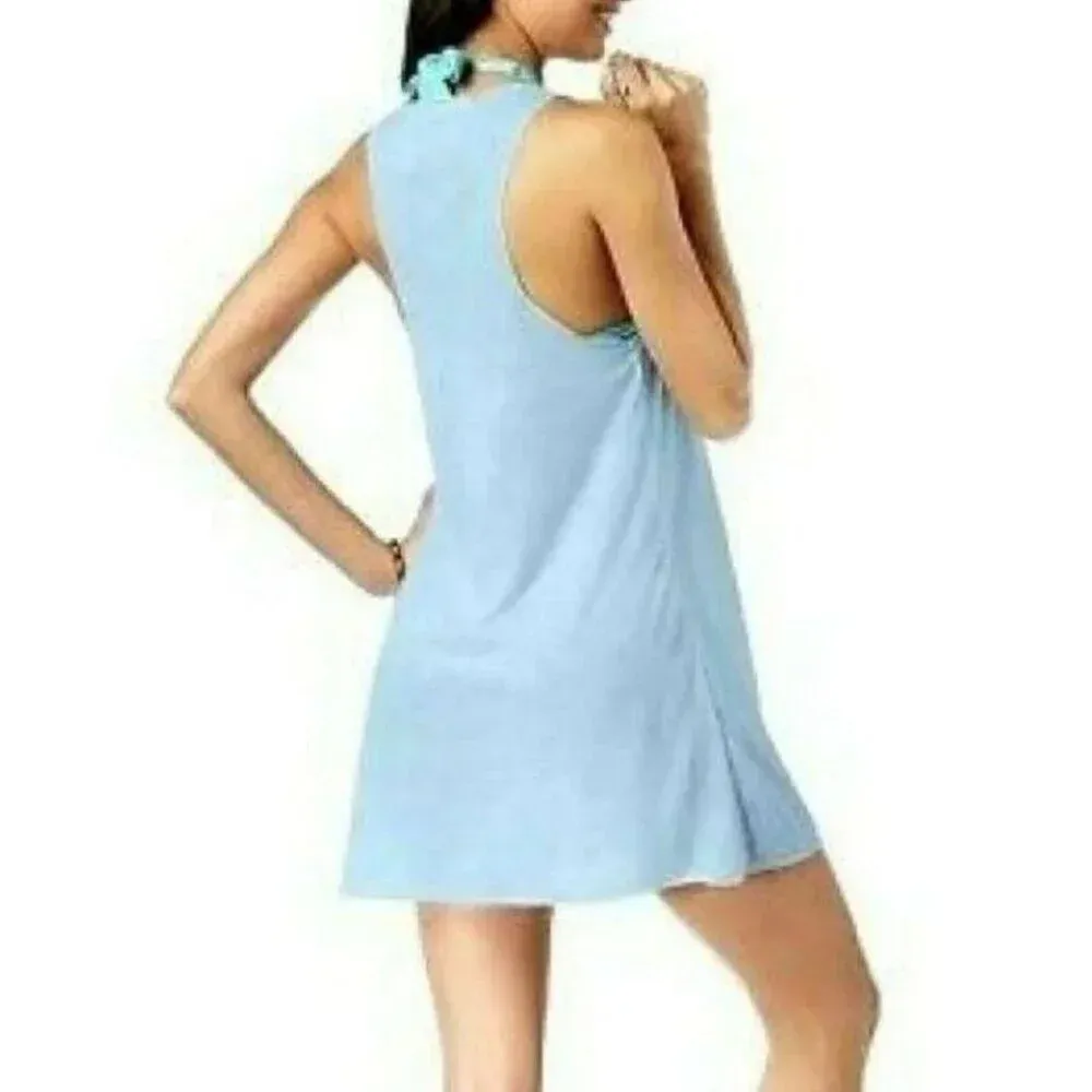 MIKEN SWIM Racerback Knit Swim Bathing Suit Cover Up Tank Dress NWT Small Blue - Image 3