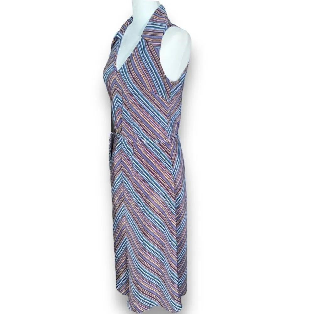 Y2K Jonathan Martin Dress Multicolor Stripe Sleveless Retro 70s Sleeveless Midi - Image 3