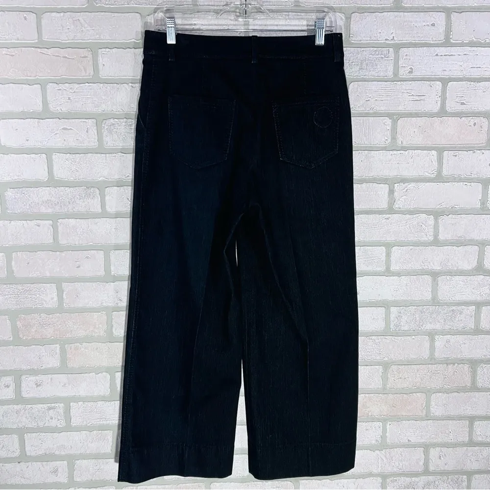 Akris Punto Chiara High Waist Crop Wide Leg Jeans in Black Size 6 - Image 5