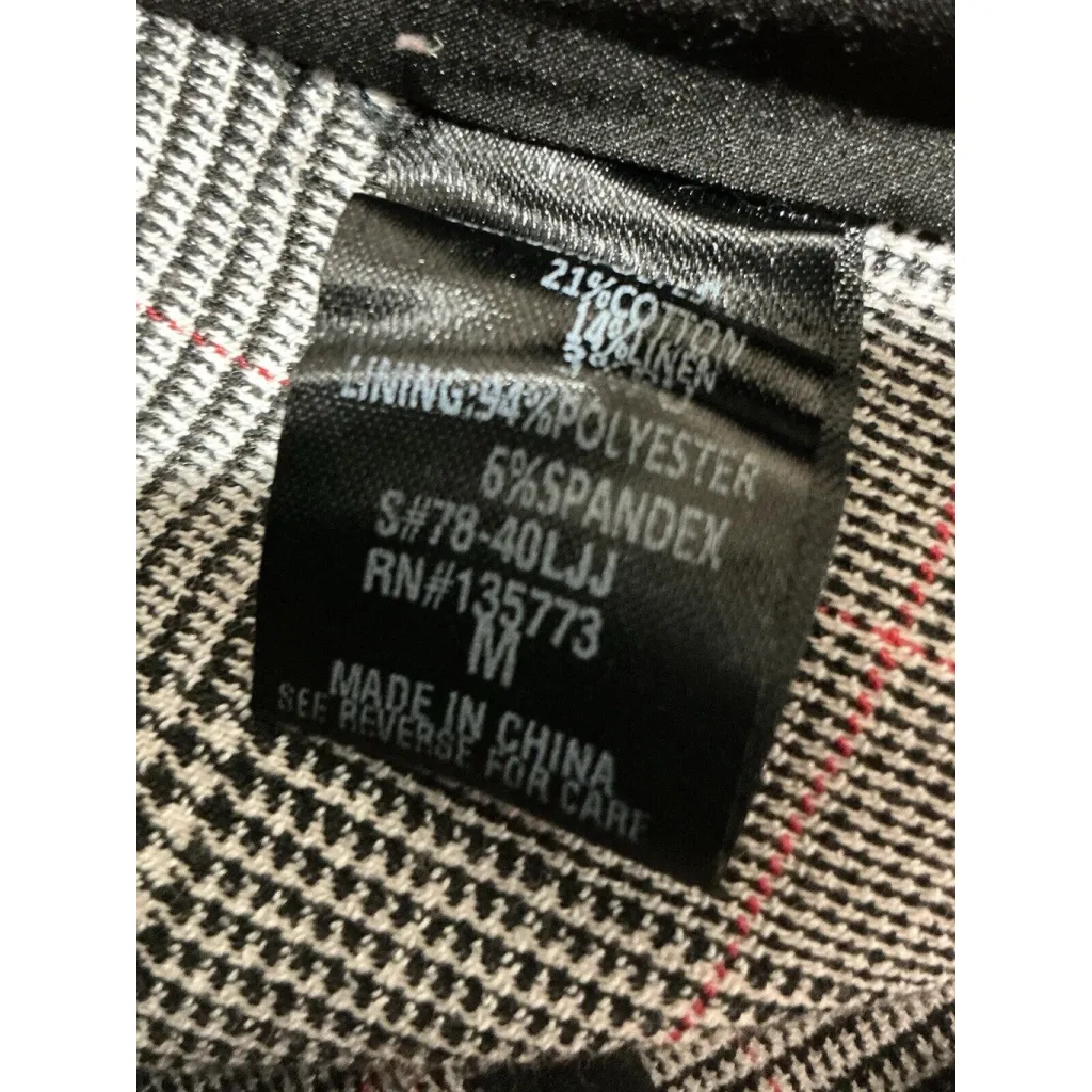 Woman’s Olivaceous Black Plaid Zip Up Cropped Motor Cycle Jacket Medium - Image 6