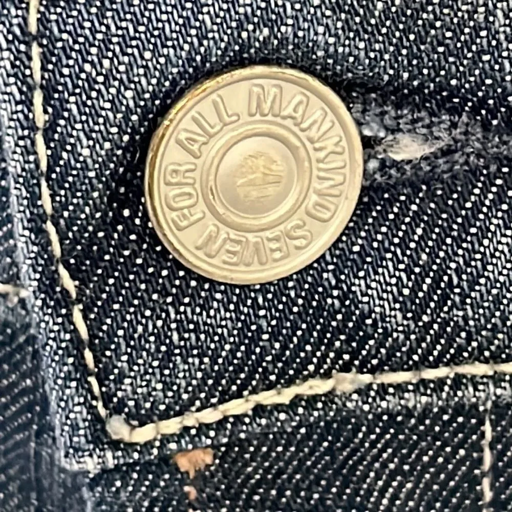 7 for all of Mankind Distressed and Frayed Boycut Button Fly Jeans- Size 27 - Image 11