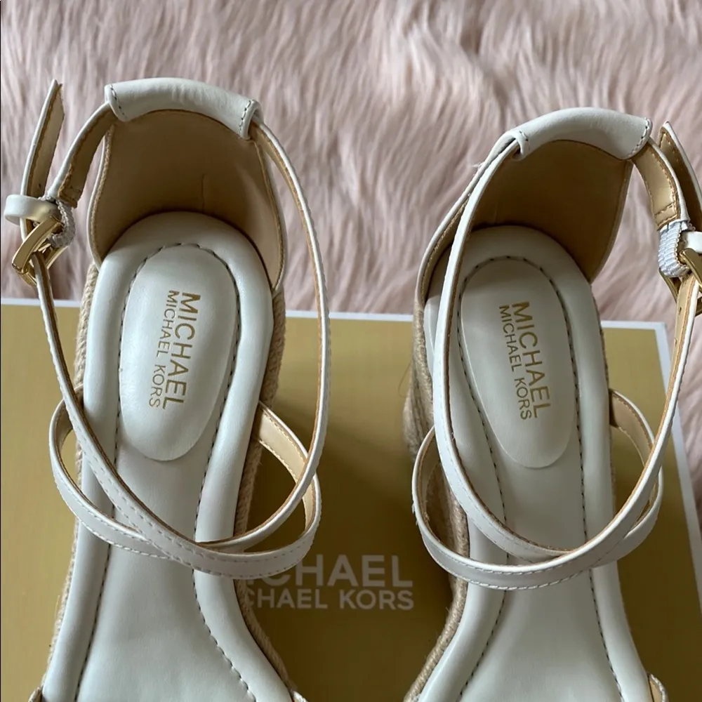 NWT Michael Michael Kors
Mandy Espadrille Wedge Sandals White Size 6.5 - Image 5