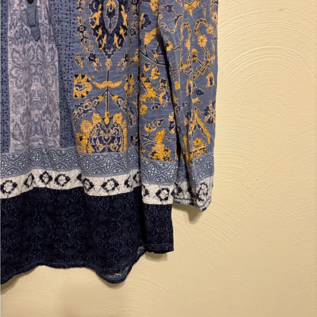 Lucky Brand Blue and Yellow Patterned Blouse - Image 6