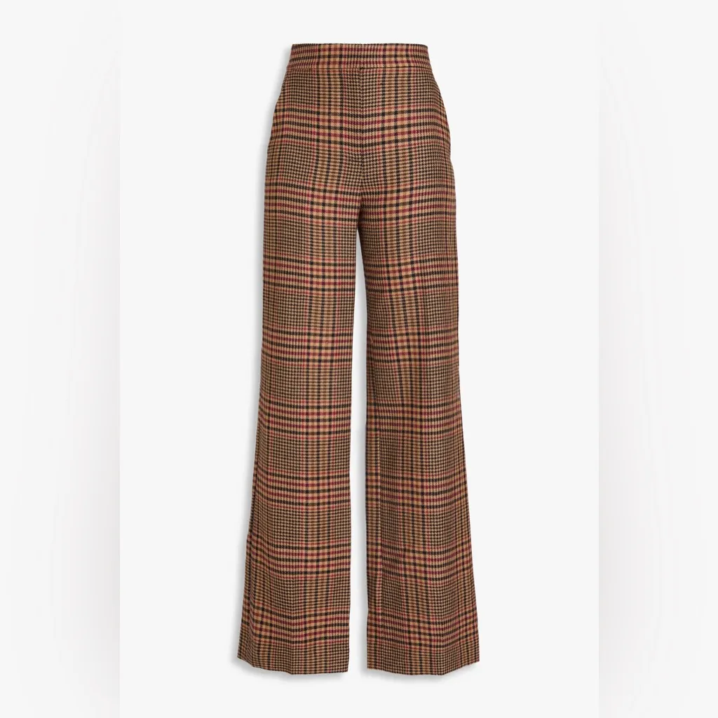 Veronica Beard Tonelli Plaid Pant Camel Black Brown Tan Womens Size 0 - Image 3