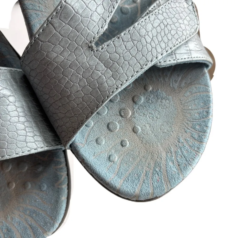 Vionic Blue Lauren Open Toe Slide Sandals‎ Size 7 Two Strap Orthaheel Comfort - Image 8