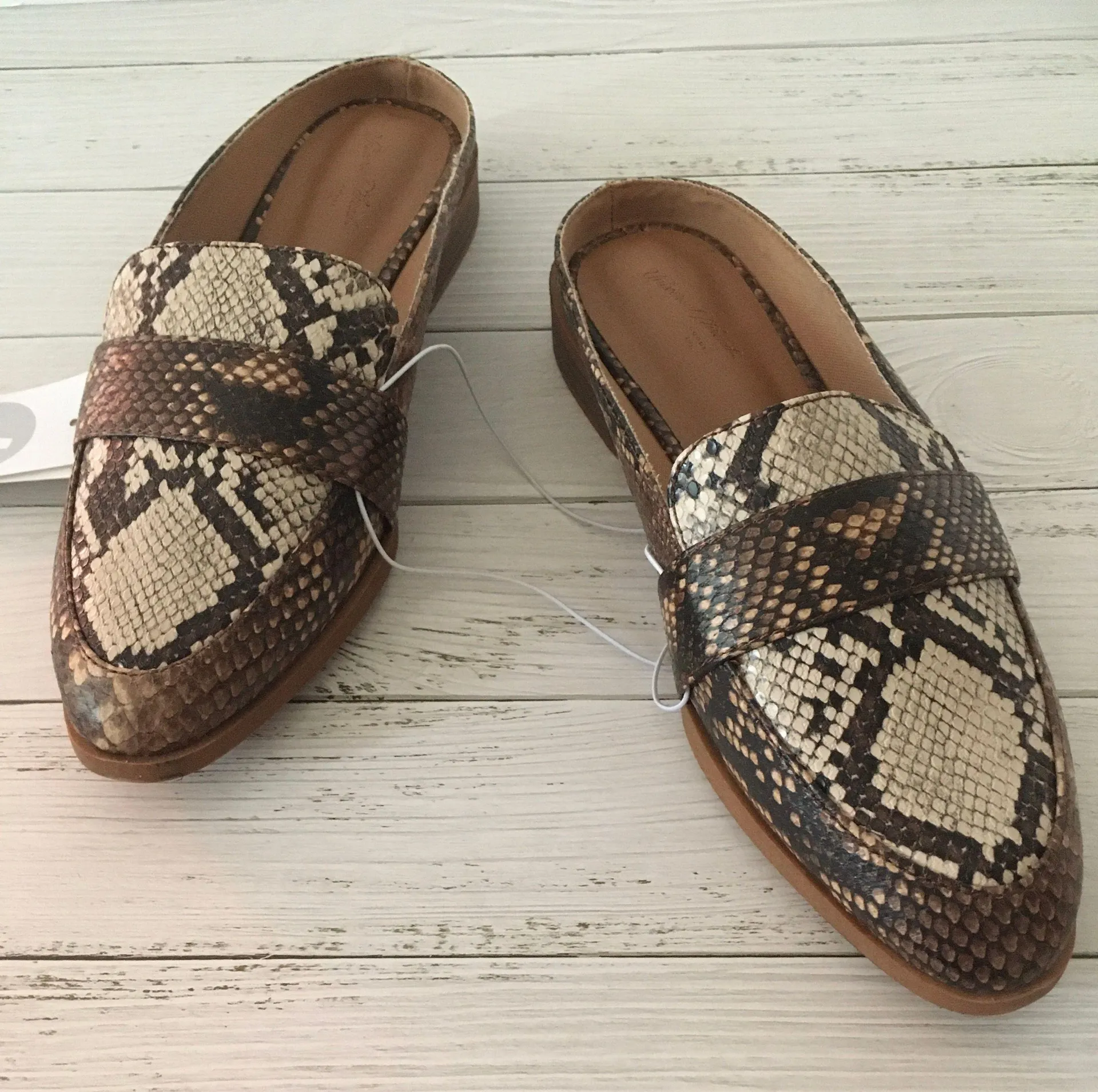 Snake Print Mules/Flats, Size 5 1/2 Brown - Image 2