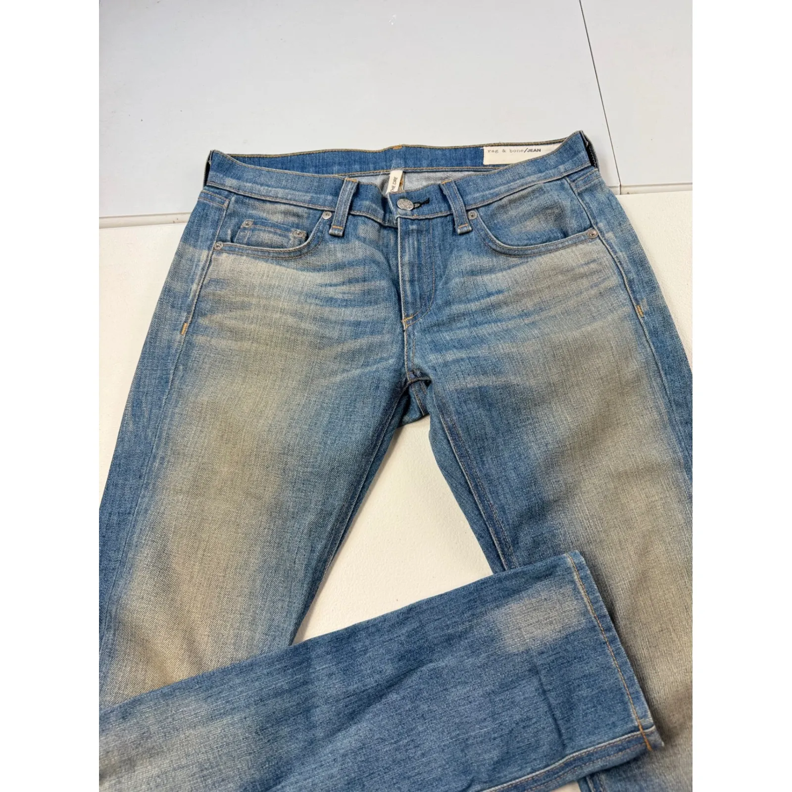 Rag & Bone The Dre Low Rise Ankle Skinny‎ Jeans Size 24 Green Cast Wash Denim - Image 2