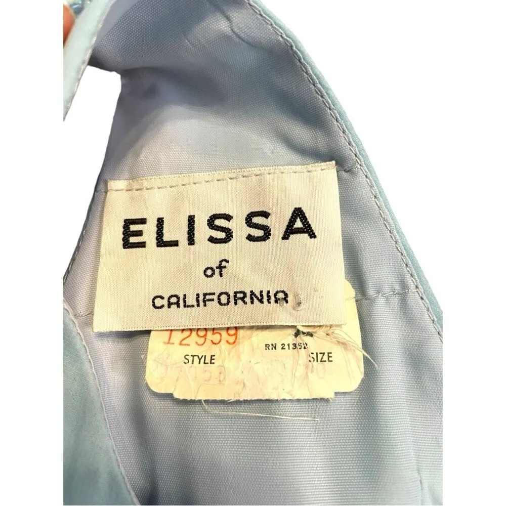NWT Vintage Elissa of California RARE Light Blue Beaded Cocktail Dress - Image 10