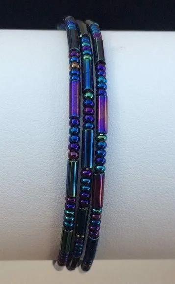 Seed Bead Memory Wire Bracelet - Image 2