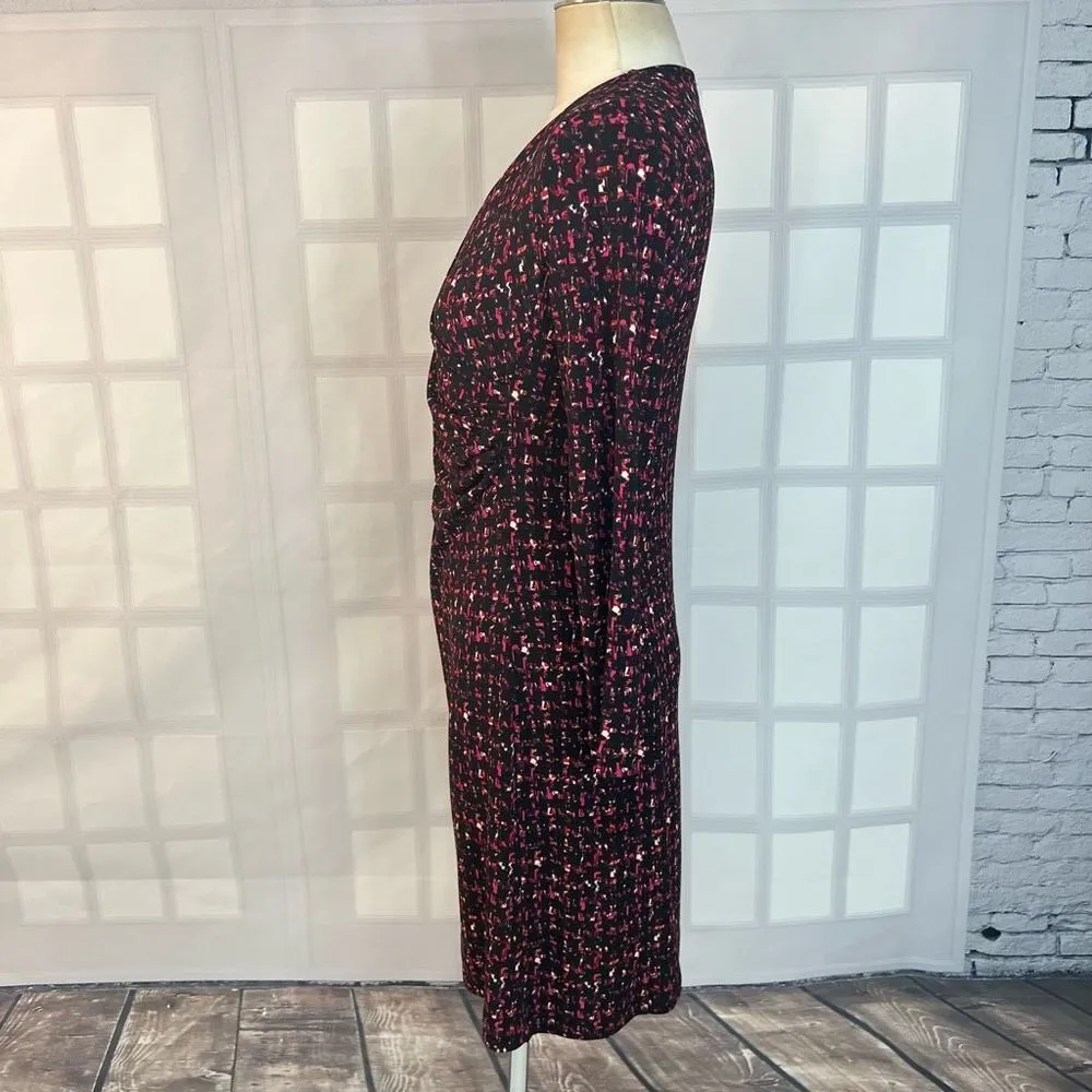 Talbots petite red black print long sleeve wrap top sheath dress size small peti - Image 6