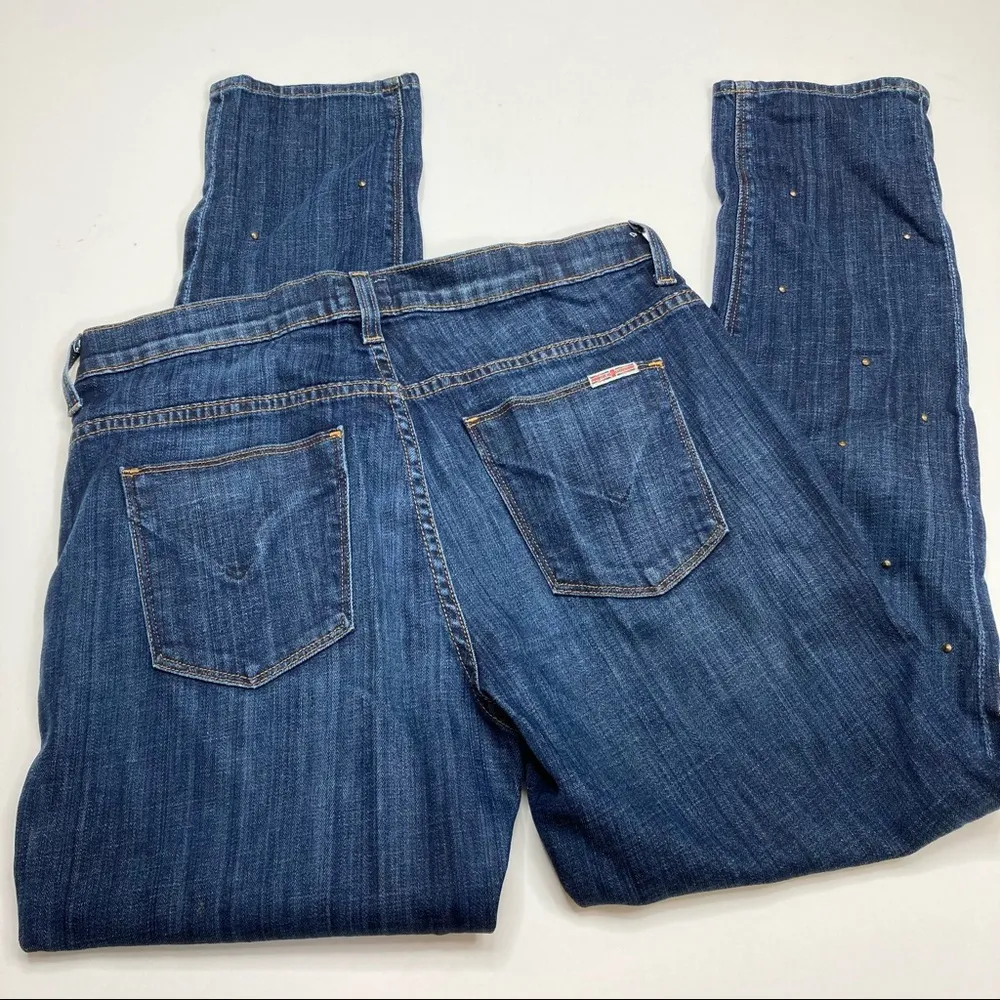 Hudson | Leigh Boyfriend Jeans Button Fly Studded Dark Wash 28 - Image 6