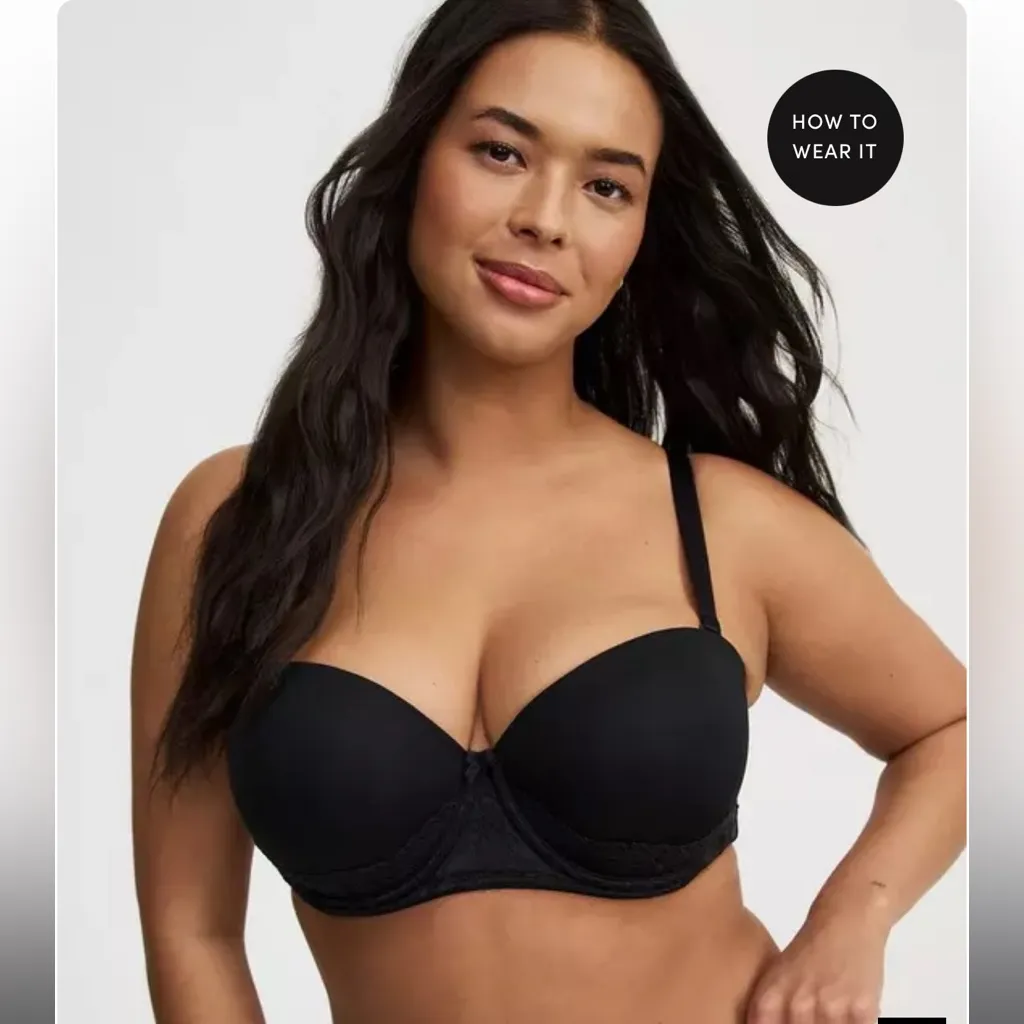 Torrid Black Lace Bombshell Everyday Strapless Push-Up Bra 38DDD - Image 3