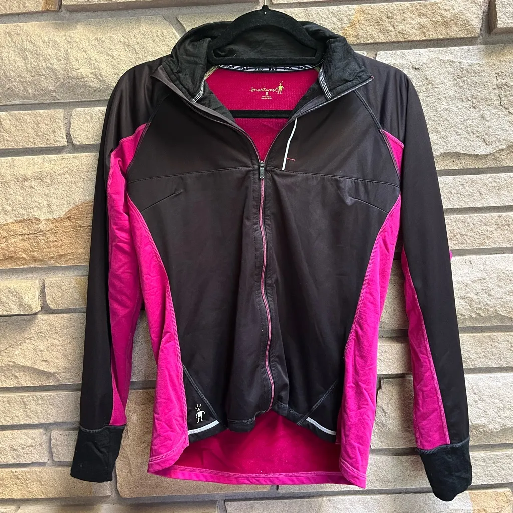 Smartwool PhD SmartLoft Full Zip Jacket Merino Wool Logo Pink Black Small - Image 11