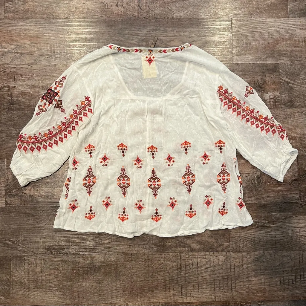 Stetson NWT  Boho Embroidered Dobby Peasant Blouse Size XS - Image 7