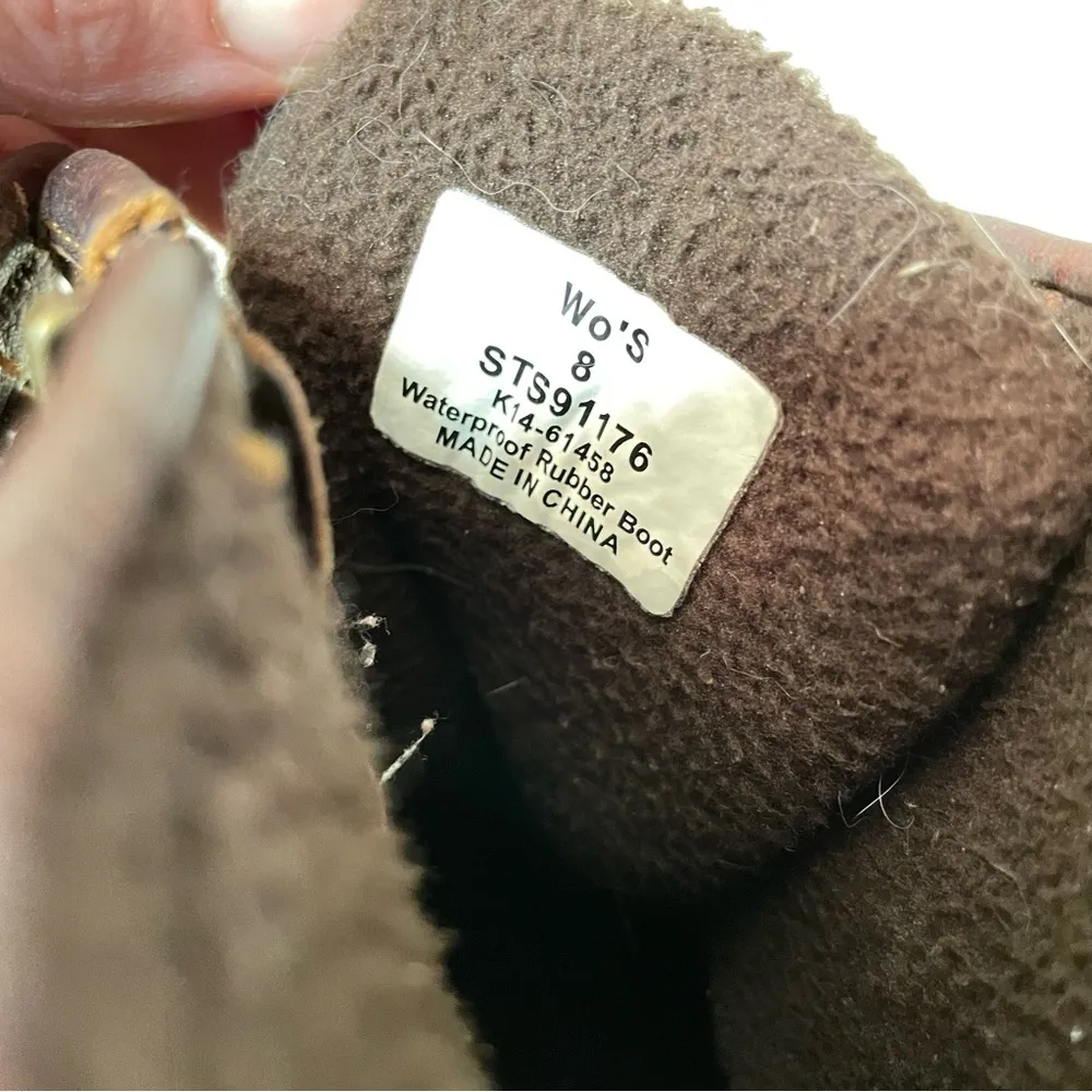 Sperry Saltwater Waterproof Duck Rain Boots Brown Leather size 8 women’s - Image 12