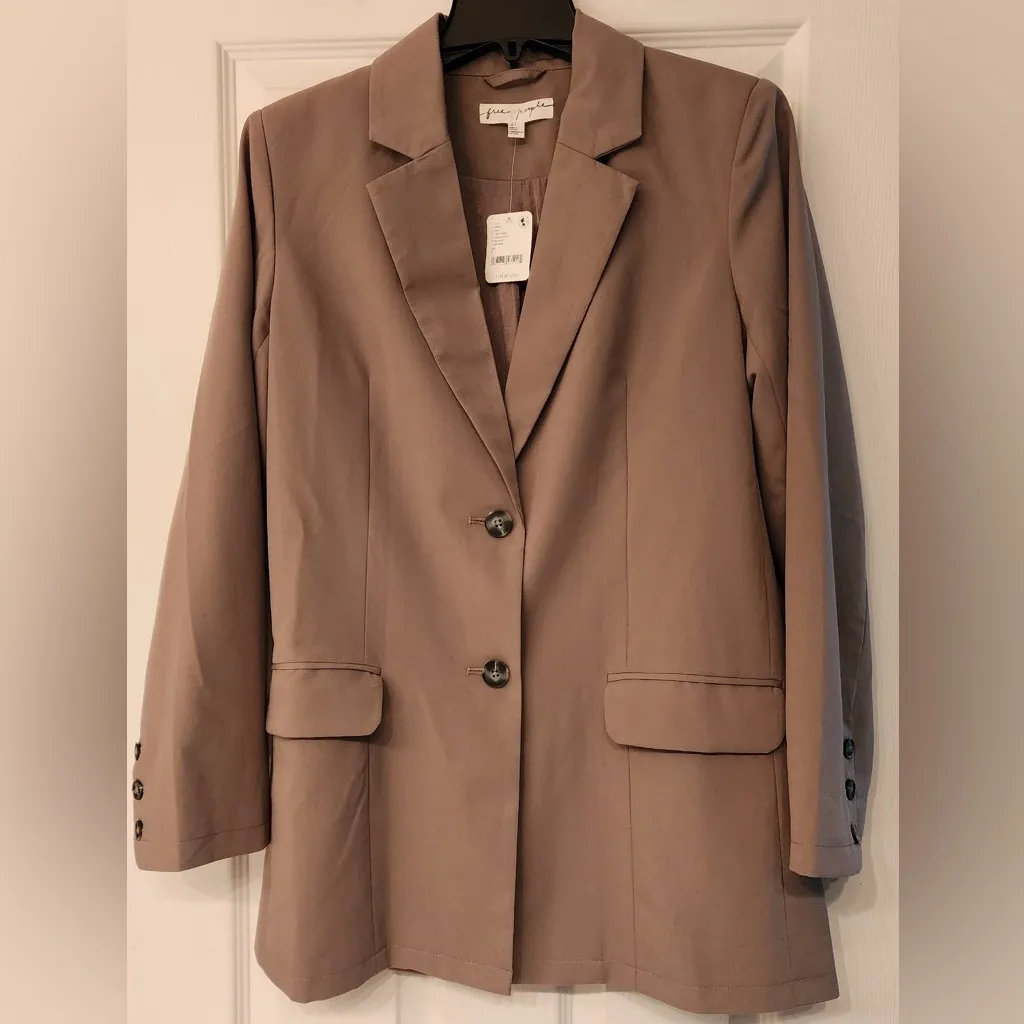 Free Prople Blazer Women’s Crocodile Moss Green Brownish Size 2 - Image 6