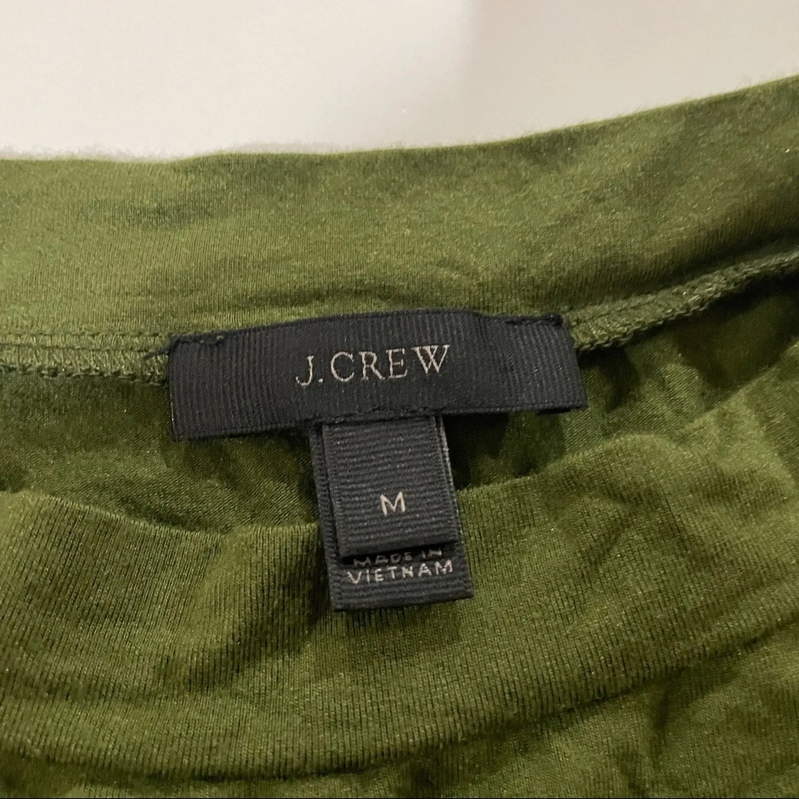 J. Crew‎ Olive Green Long Sleeve Crewneck Dress with Pockets Size M - Image 6