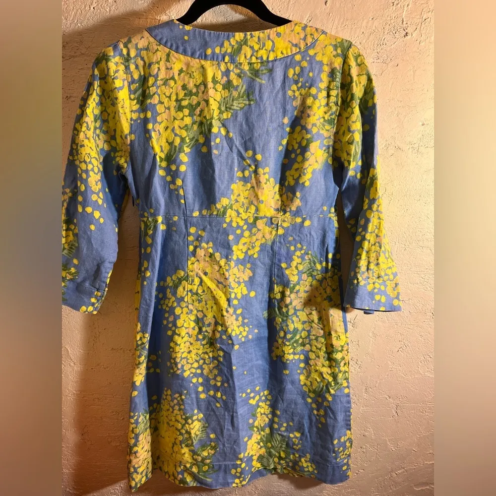Boden Blue and Yellow Floral Dress linen floral mini summer business casual Size 2 - Image 12