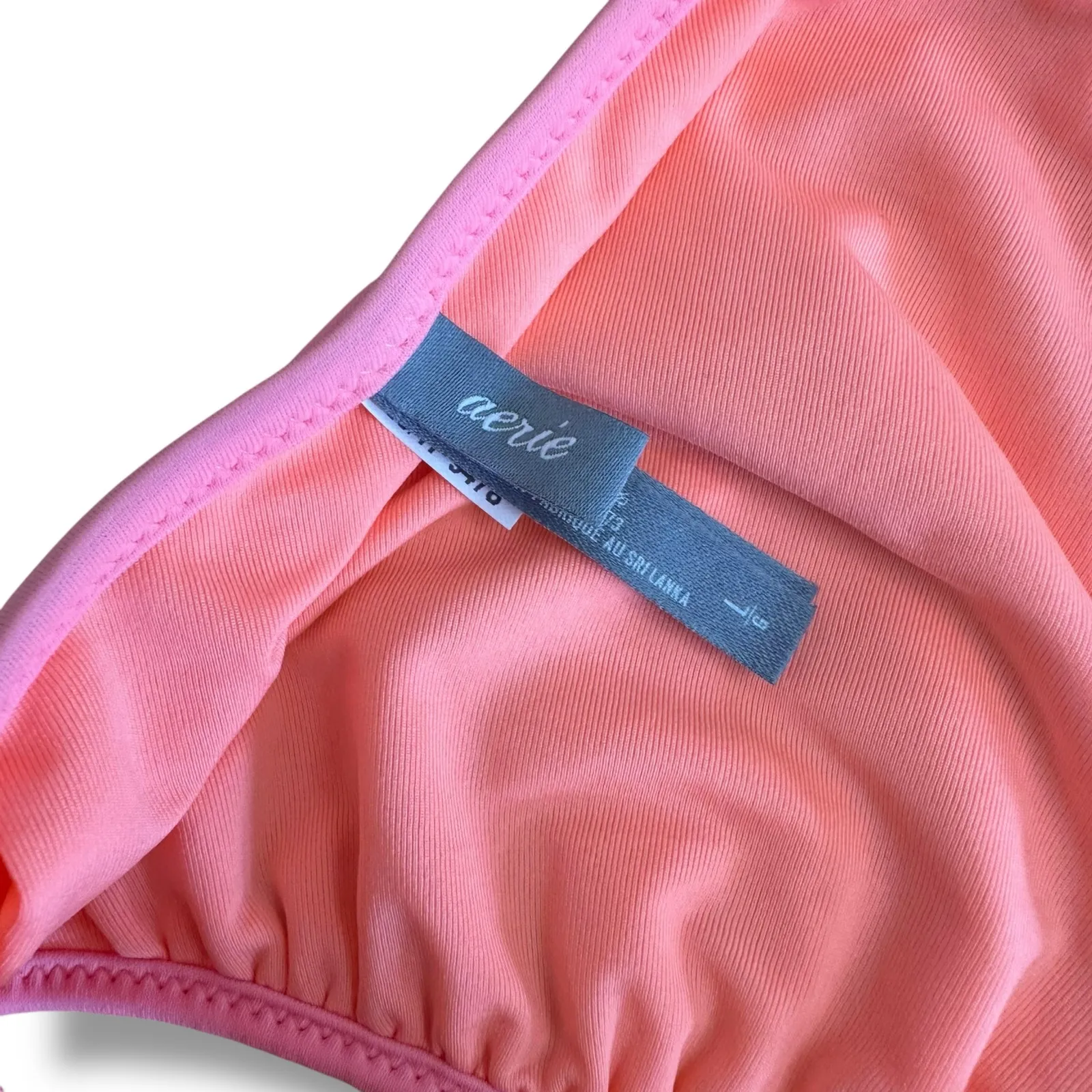 Aerie Women’s Triangle Bikini Top Size Large Pink‎ Red Floral Swim Halter - Image 2