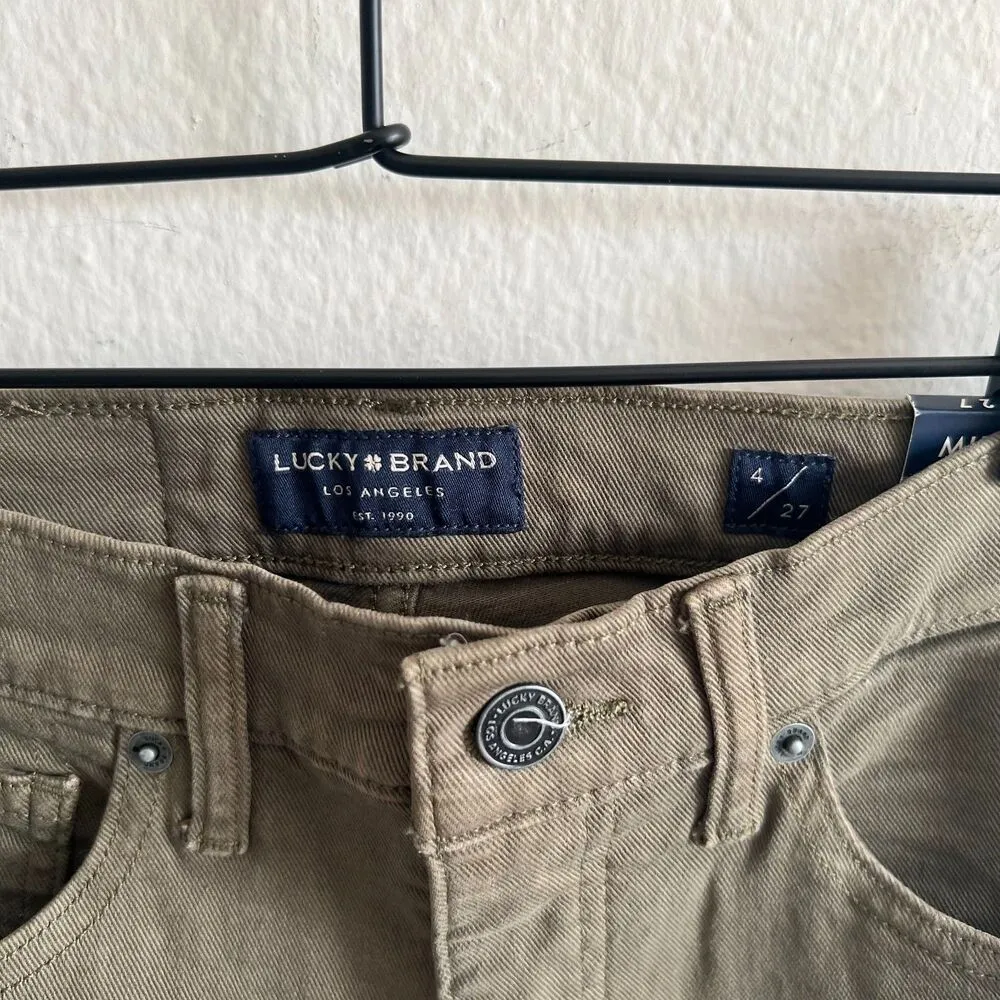 NWT LUCKY BRAND JEANS Ava Mid Rise Super Skinny Green Zip Ankle Jeans Womens 27 - Image 5