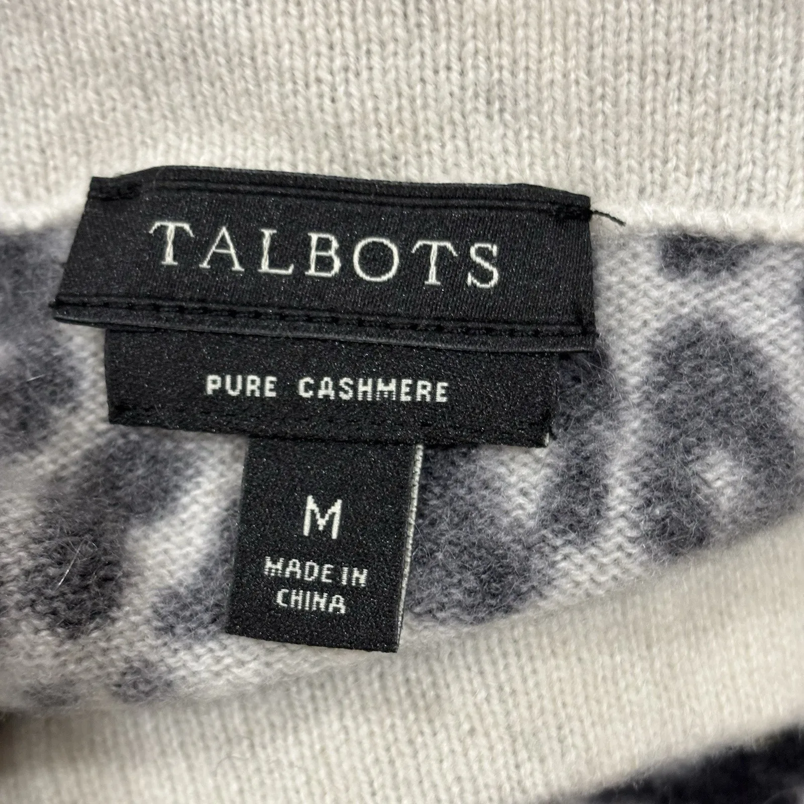 Talbots Size M 100% Pure Cashmere Gray Animal Print Pullover Sweater - Image 2