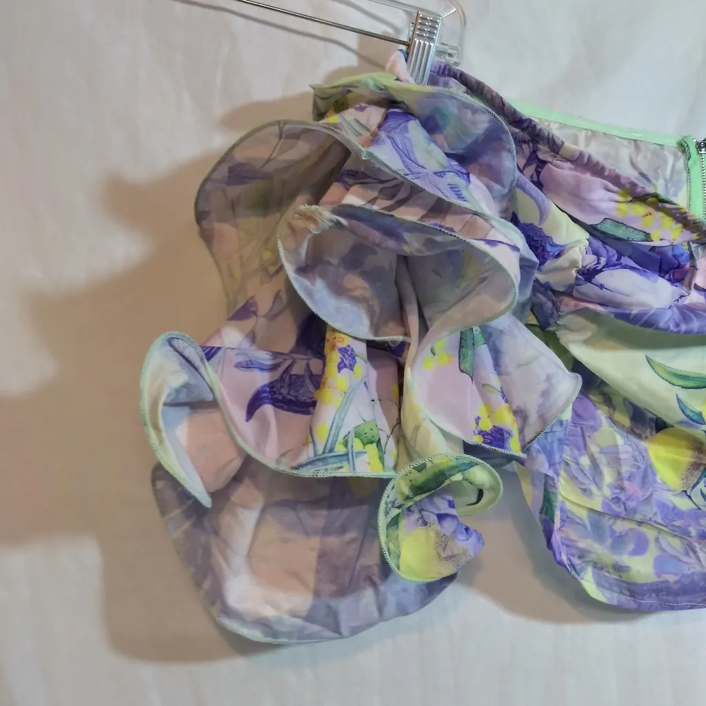 PrettyLittleThing Plus Floral Ruffle Puff Sleeve Bardot Crop Vacation Size 18 - Image 5