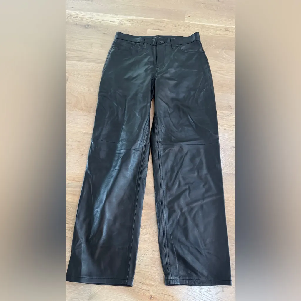 Banana Republic high-rise straight leg lamb leather pant size 27 - Image 4