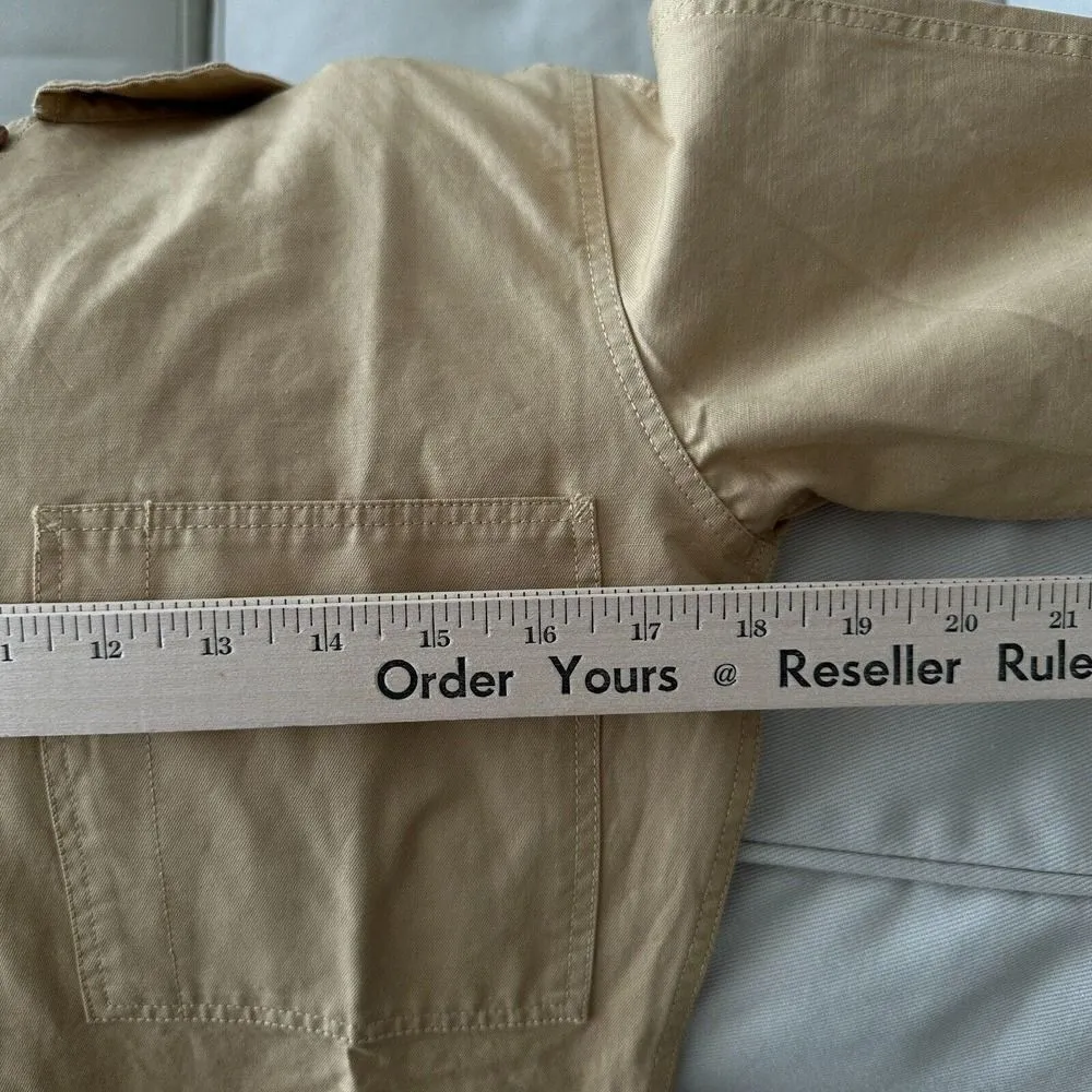 NEW OuterKnown Jumpsuit Womens Small Utility Coveralls Cargo Linen Cotton Tan - Image 6